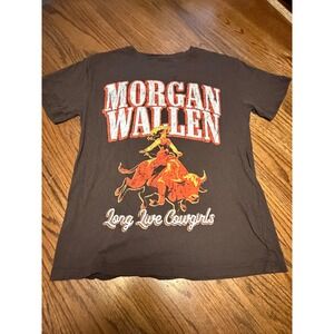 Morgan Wallen Long Live Cowgirls Graphic T-Shirt Charcoal Black Country Music S